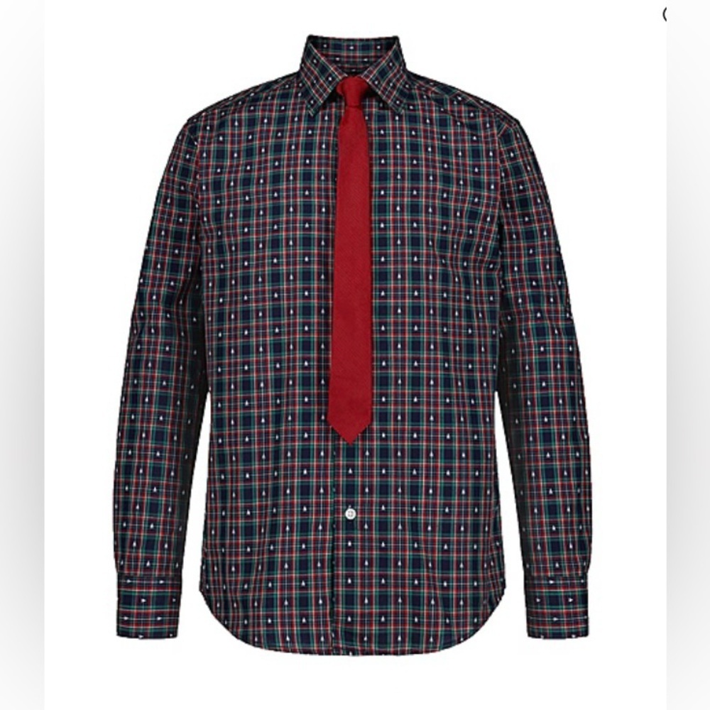 TFW Size M 10-12 Boys Long Sleeve Point Collar Shirt + Tie Set, New WithTags